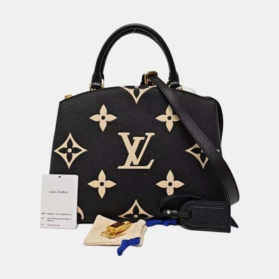 LOUIS VUITTON PALAIS PM in Black Epi Leather with Monogram Embossing, Gold-Tone Hardware, and Adjustable Detachable Strap for Shoulder or Handheld Wear.