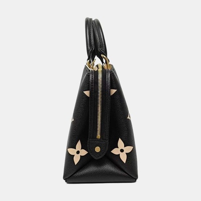 LOUIS VUITTON PALAIS PM in Black Epi Leather with Monogram Embossing, Gold-Tone Hardware, and Adjustable Detachable Strap for Shoulder or Handheld Wear.